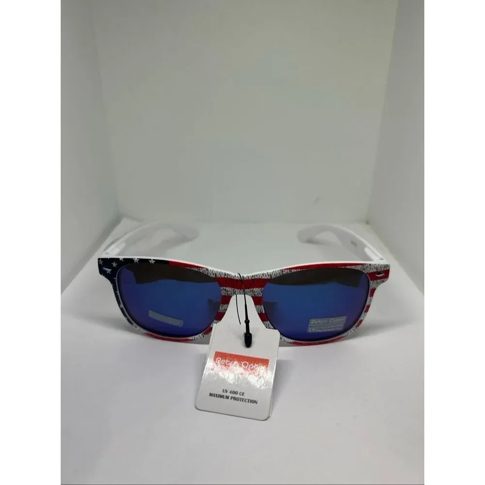 Retro Optix Patriotic American Flag Sunglasses UV400 Protection